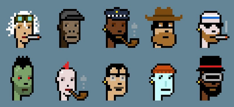 Cryptopunks: https://www.coindesk.com/crypto-punks-digital-collectibles-christies-auction